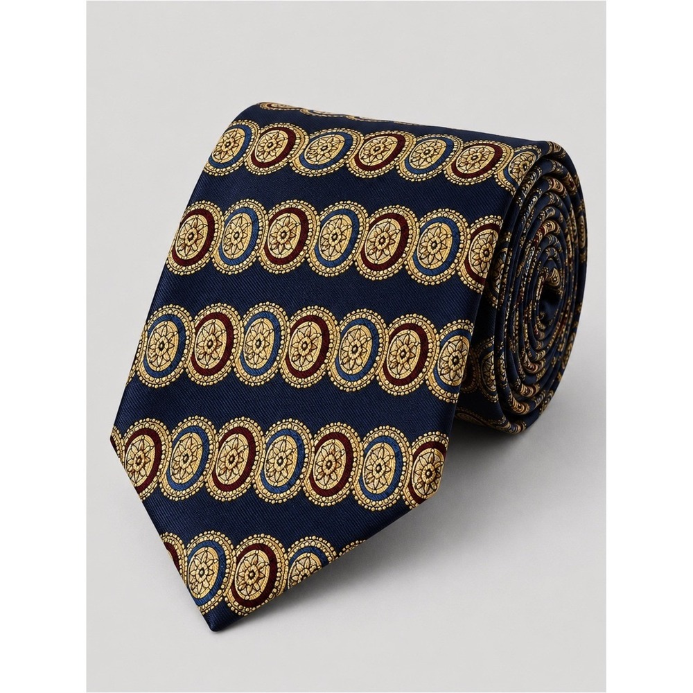 Bravini Silk Tie Quiet Luxury Old Money Geometric Blue Gold Made in USA …